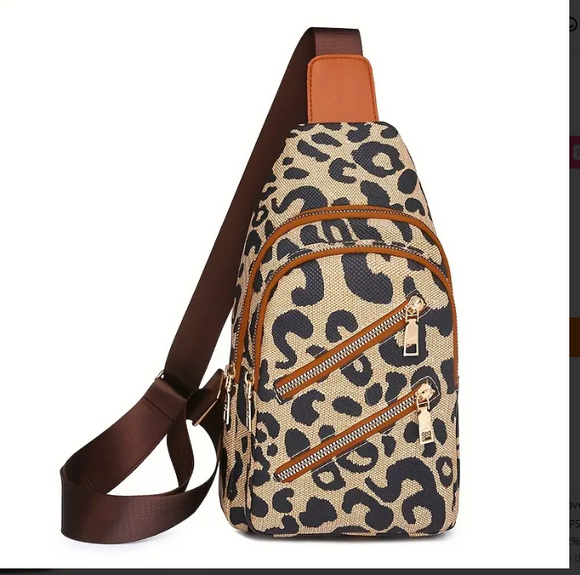 Leopard Print Crossbody Sling Bag