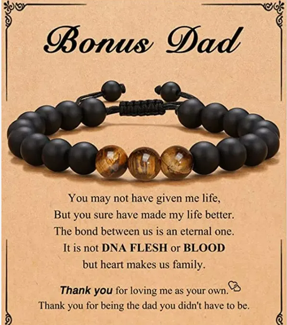 Tiger Eye Bracelet for Bonus Dad, Grandpa, Son or any special man in your life
