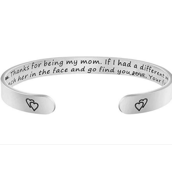Personalized Funny Silver Bracelet for Mom