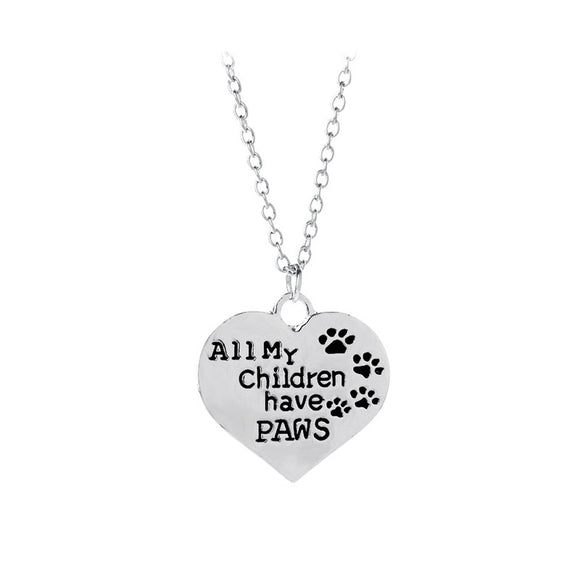 Paw Print Necklace saying 