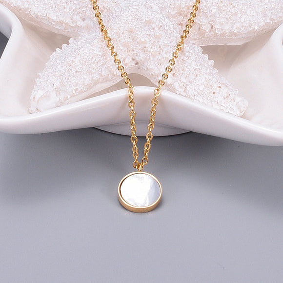 Mother-of-Pearl Gold Pendant Necklace