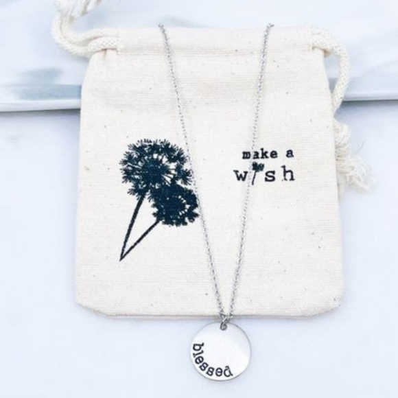 Blessed Disc Necklace with canvas bag gift set