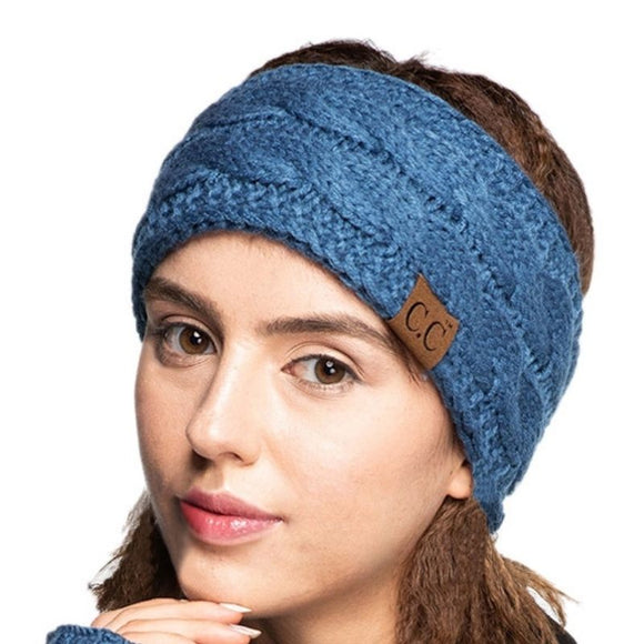 Sherpa Lined Cable Knit Head Scarf