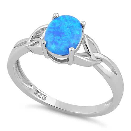 Sterling Silver Center Stone Blue Lab Opal Ring