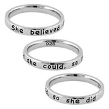 Sterling Silver "She believed she could, so she did" Believe in Yourself ring